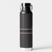 Zwart met roze pinstripes waterfles (Voorkant)