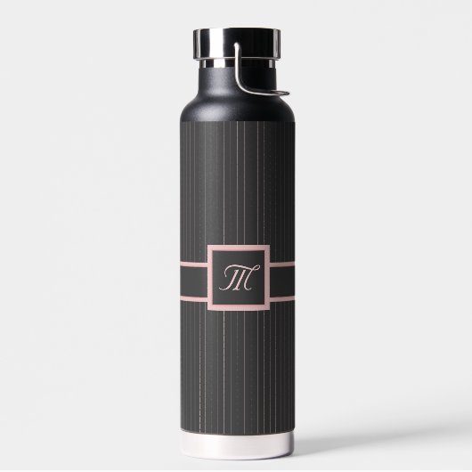 Zwart met roze pinstripes waterfles (Links)