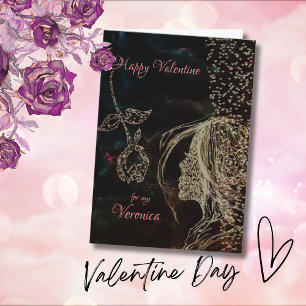 Zwart met Roze tekst Valentijnsdag kaart