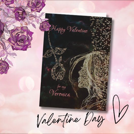 Zwart met Roze tekst Valentijnsdag kaart