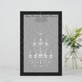 Zwart met White Chandelier Silhouette Briefpapier (Staand voorkant)