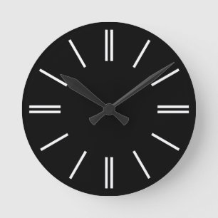 Zwart met White Hour Lines Moderne wandklok Ronde Klok