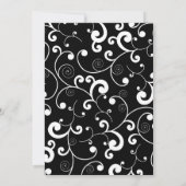 Zwart met White Scroll Wedding Invitation Kaart (Achterkant)