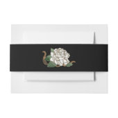 Zwart met White Silver Roos Belly Band Uitnodigingen Wikkel (Voorkant Voorbeeld)