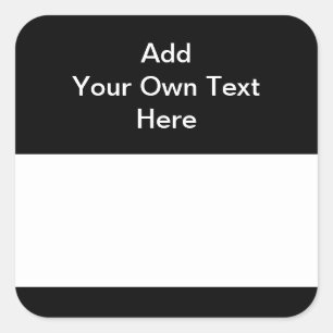 Zwart met wit gebied en aangepaste tekst. vierkante sticker