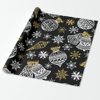 Zwart met wit kerstpatroonpapier cadeaupapier