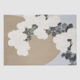 Zwart met witte dahlia bloemen op kaki linnen tissuepapier