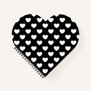 Zwart met witte harten notitieboek