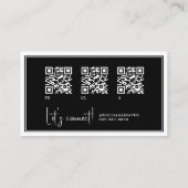 Zwart met witte rand, Key Line Script 3 QR-code Visitekaartje (Achterkant)