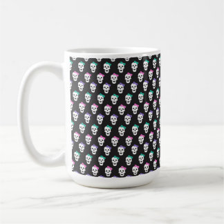 ZWART MET WITTE SCHEDELS MET ROZE PAARSE GROENE ST KOFFIEMOK