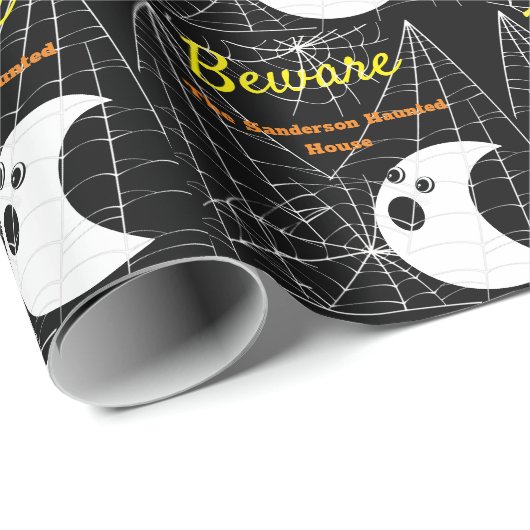 Zwart met witte spinnenwebben en schattige moderne cadeaupapier (Rol Hoek)