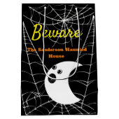 Zwart met witte spinnenwebben en schattige moderne medium cadeauzakje (Achterkant)