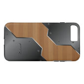 Zwart Metaal & Bruin Hout Geometrisch Ontwerp Case-Mate iPhone Case (Achterkant (Horizontaal))