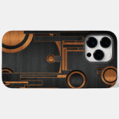 Zwart metaal met houten cirkels Case-Mate iPhone case (Achterkant (horizontaal))