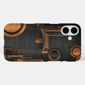 Zwart metaal met houten cirkels Case-Mate iPhone case (Achterkant (horizontaal))