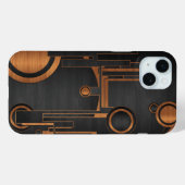 Zwart metaal met houten cirkels Case-Mate iPhone case (Achterkant (horizontaal))