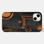 Zwart metaal met houten cirkels Case-Mate iPhone case (Achterkant (horizontaal))