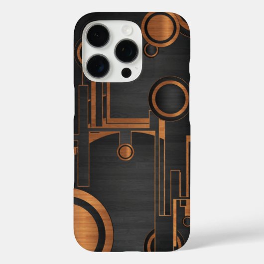 Zwart metaal met houten cirkels Case-Mate iPhone case (Achterkant)