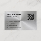 Zwart-metaalzilver-achtergrondQR-code Visitekaartje (Achterkant)