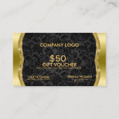 Zwart Metallic Goud Damasks cadeaubon Kortingskaartje (Achterkant)
