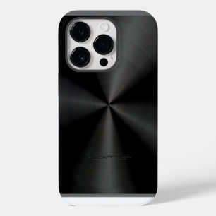 Zwart Metallic Patroon RVS-Uitzicht 3 iPhone 14 Pro Hoesje