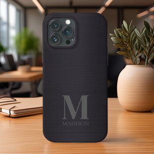 Zwart metallisch monogram iPhone 13 pro max hoesje