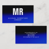 Zwart middenblauw monogram visitekaartje (Voorkant / Achterkant)