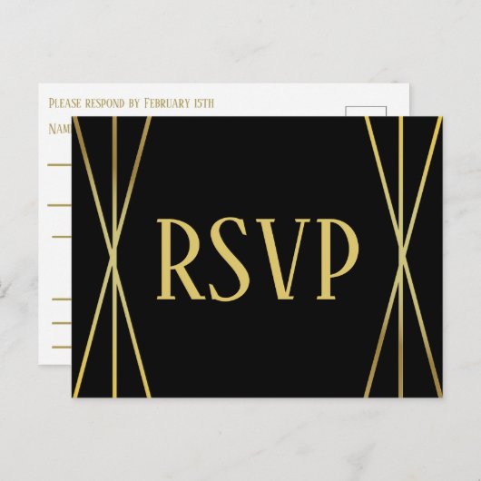 Zwart middenvormig ontwerp - RSVP/Dinner Chos Brie Briefkaart (Voorkant / Achterkant)