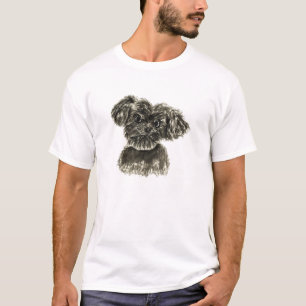 Zwart Miniatuur Schnauzer Puppy Watercolour Ontwer T-shirt