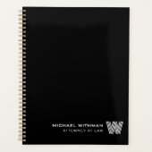 ZWART Minimaal Monogram Initiaal Zakelijk Bedrijf Planner (Voorkant)