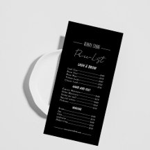 Zwart Minimalist Beauty Studio prijslijst
