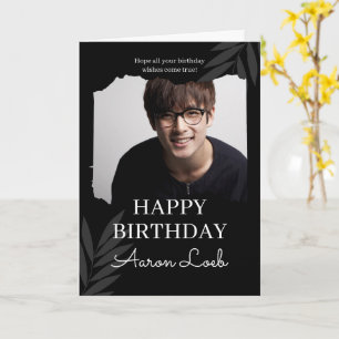 Zwart Minimalist Gelukkige Verjaardag Gevouwen Gro Kaart