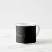 Zwart Minimalist & Goud Monogram Espresso Kop (Voorkant rechts)