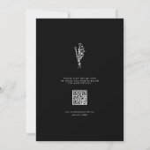 Zwart Minimalistisch Botanisch Boeket QR Code Save The Date (Achterkant)