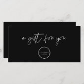 Zwart minimalistisch cadeaubon met Logo (Voorkant / Achterkant)