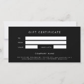 Zwart minimalistisch cadeaubon met Logo (Achterkant)