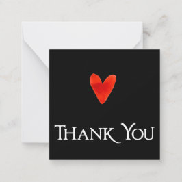 Zwart Minimalistisch Elegant Hart Dank u Kaart Notitiekaartje