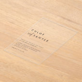 Zwart minimalistisch handgeschreven script Modern Acryl Uitnodigingen (Laagn)