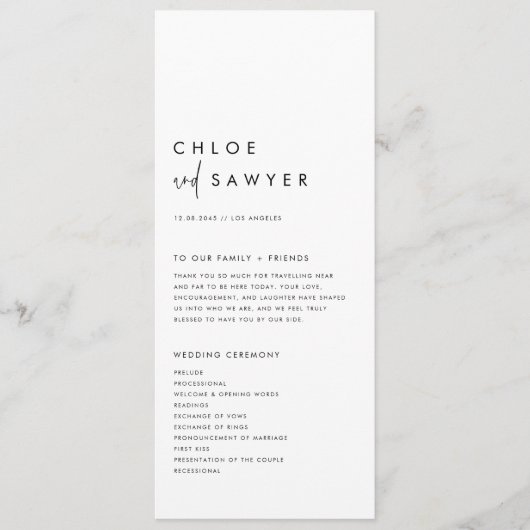 Zwart minimalistisch handgeschreven script Modern  Programma (Voorkant)