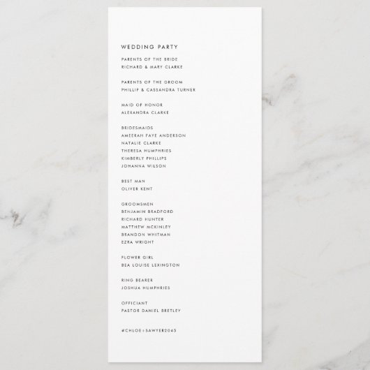 Zwart minimalistisch handgeschreven script Modern Programma (Achterkant)