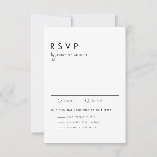 Zwart minimalistisch handgeschreven script Modern RSVP Kaartje (Voorkant)