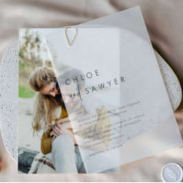 Zwart minimalistisch handgeschreven script Modern  Vellum Uitnodigingen