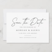 Zwart Minimalistisch Handschrift Script Save The Date (Voorkant)