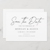 Zwart Minimalistisch Handschrift Script Save The Date (Voorkant / Achterkant)