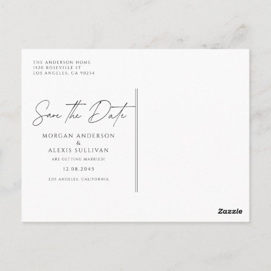 Zwart Minimalistisch Handschrift Script Sla de dat Briefkaart (Achterkant)