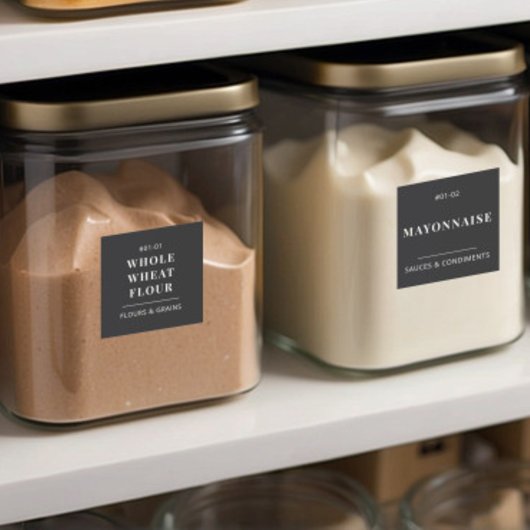 Zwart Minimalistisch Keuken Pantry Eten Opslag Lab Sticker