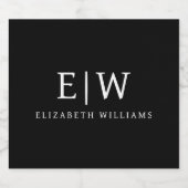 Zwart Minimalistisch Modern Monogram Elegant Bier Etiket (Enkel label)