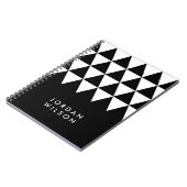 Zwart minimalistisch modern wit driehoekspatroon notitieboek (Linkerzijde)