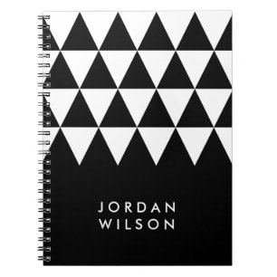 Zwart minimalistisch modern wit driehoekspatroon notitieboek