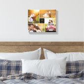 Zwart Minimalistisch Monogram Bruiloft 4 Fotocolla Canvas Afdruk (Insitu (Slaapkamer))